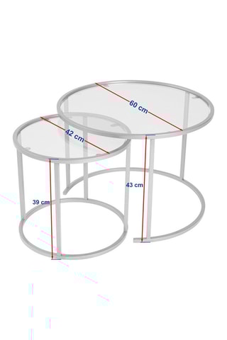 2 tables gigognes en verre Aurum - 42 x 39 x 42 / 60 x 43 x 60 cm