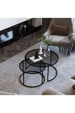 2 tables gigognes - Plateau en verre trempé - 42 x 37 / 60 x 43 cm