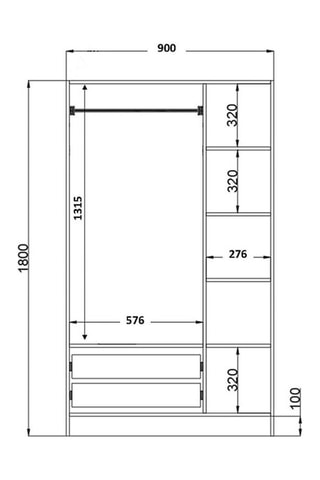 Armoire 3 portes Rb-155 - 90 x 45 x 180 cm