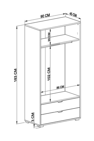 Armoire 2 portes  - 90 x 45 x 183 cm