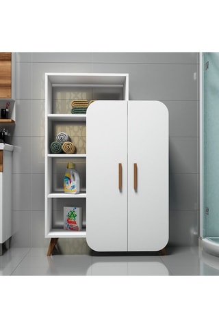 Bibliothèque et armoire intégrée 2 portes - 90 x 140 x 32 cm