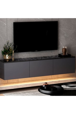 Meuble TV 3 abattants Neon Illuminated - 160 x 35 x 32 cm