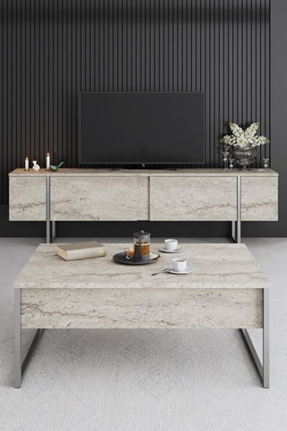 Meuble TV 2 abattants - 180 x 50 x 30 cm