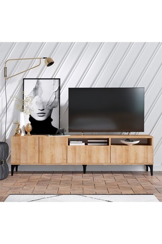 Meuble TV 2 portes 2 abattants Ross - 180 x 52 x 35 cm