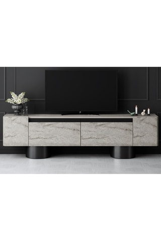 Meuble TV 2 abattants Bohem et noir - 180 x 50 x 30 cm