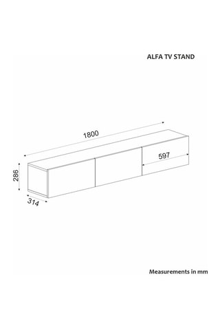 Meuble TV 3 abattants Alfa - 28,6 x 180 x 31,4 cm