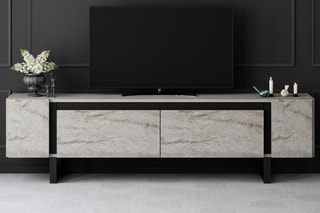 Meuble TV 2 abattants Yildiz et noir - 180 x 50 x 30 cm