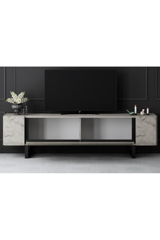 Meuble TV 2 abattants Yildiz et noir - 180 x 50 x 30 cm