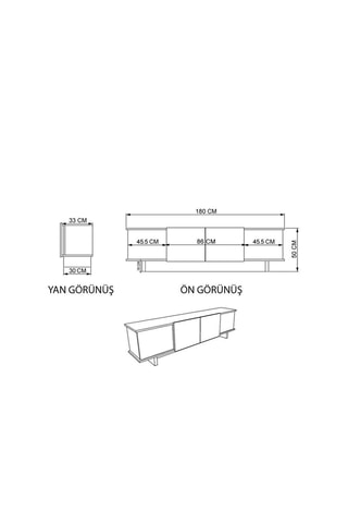 Meuble TV 4 portes Diana - 180 x 50 x 33 cm