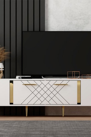 Meuble TV 1 abattant Detas - 150 x 48 x 35 cm