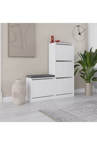 Meuble à chaussures 4 abattants - 105 x 119 x 26 cm