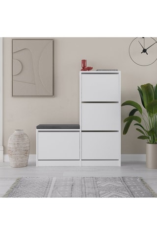 Meuble à chaussures 4 abattants - 105 x 119 x 26 cm