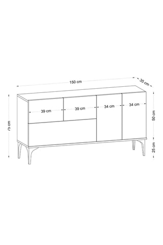Buffet 4 portes Glise  - 150 x 75 x 35 cm