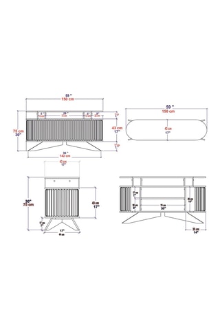 Buffet 2 portes coulissantes  - 150 x 75 x 43 cm