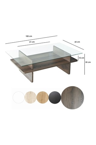 Table basse Saga Rectangle  - Plateau en verre trempé - 105 x 35 x 65 cm