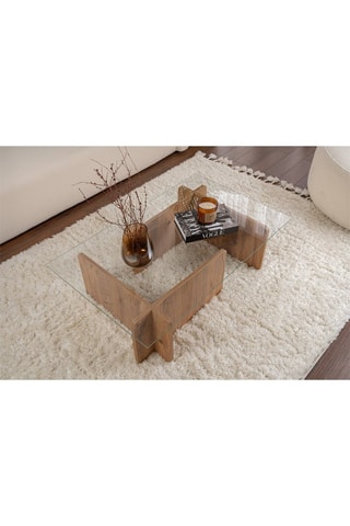 Table basse Flavio  - Plateau en verre trempé - 105 x 30 x 65 cm