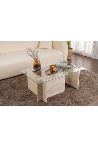 Table basse Vetrino  - Plateau en verre trempé - 105 x 40 x 65 cm