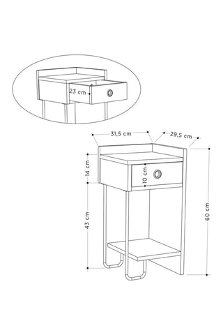 Table de chevet 1 tiroir - 32 x 61 x 30 cm