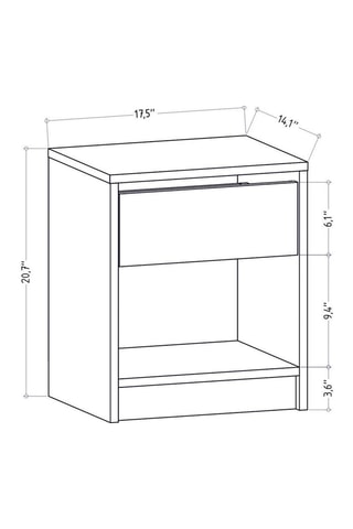 Table de chevet Sheridan  - 44,6 x 35,9 x 52,8 cm