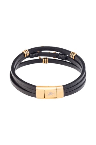 Pulseira Couro e folheado a ouro amarelo