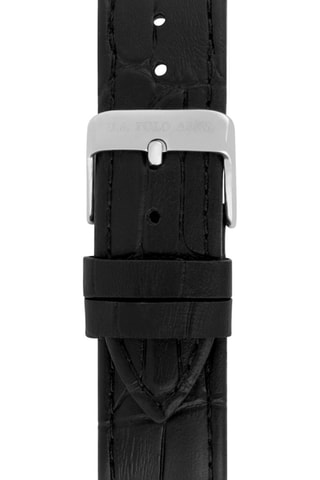 Relógio de quartzo em couro - Preto e prateado