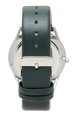 Relógio de quartzo em couro - Verde e prateado