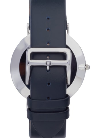 Relógio de quartzo em couro - Azul e prateado