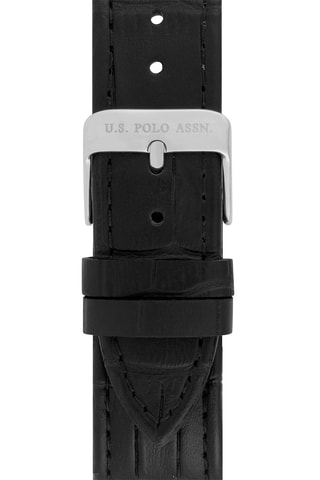 Relógio de quartzo em couro e pochette - Preto e prateado