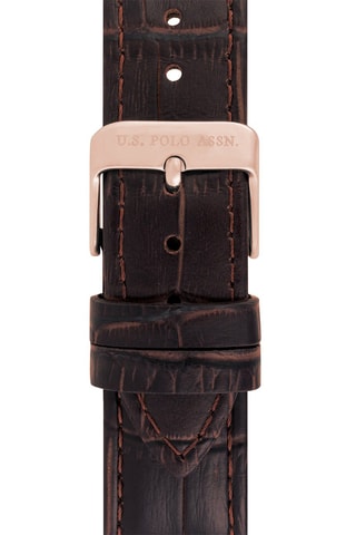 Relógio de quartzo em couro e folheado a ouro rosa - Castanho e dourado