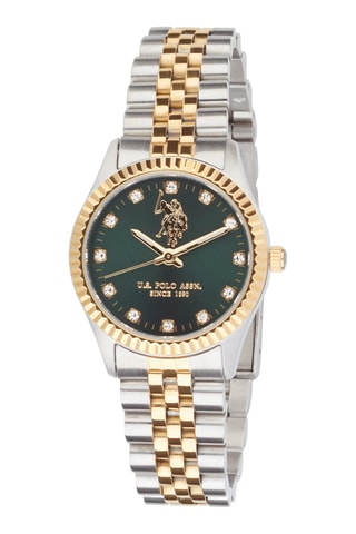 Relógio de quartzo banhado a ouro amarelo - Bicolor prateado e folheado