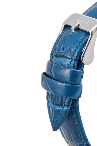 Relógio de quartzo em couro - Azul e prateado