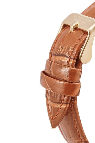 Relógio de quartzo em couro e folheado a ouro amarelo - Castanho e dourado