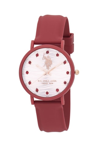 Relógio de quartzo em silicone Bordô e branco