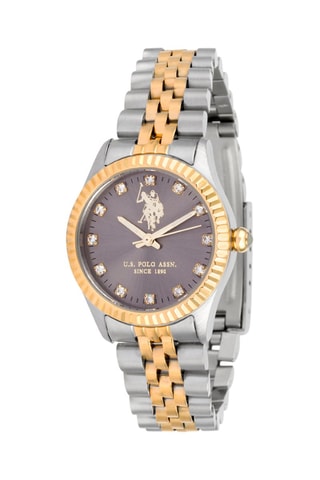 Relógio de quartzo em aço e banhado a ouro amarelo - Prateado