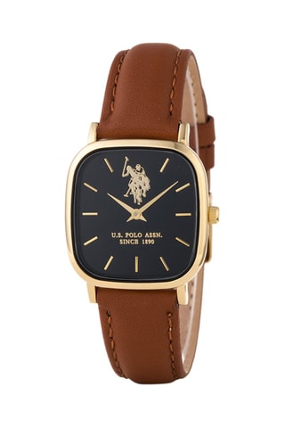 Relógio de quartzo em couro Camel e preto