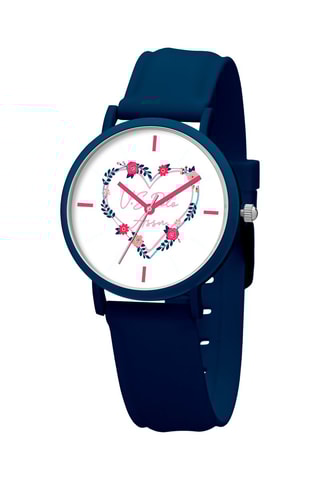 Relógio de quartzo em silicone Azul-marinho e branco