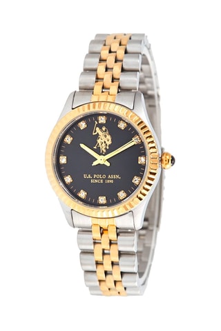 Relógio de quartzo em aço e banhado a ouro fino amarelo