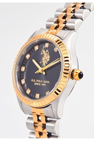 Relógio de quartzo em aço e banhado a ouro fino amarelo