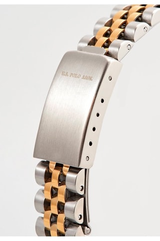 Relógio de quartzo em aço e banhado a ouro fino amarelo