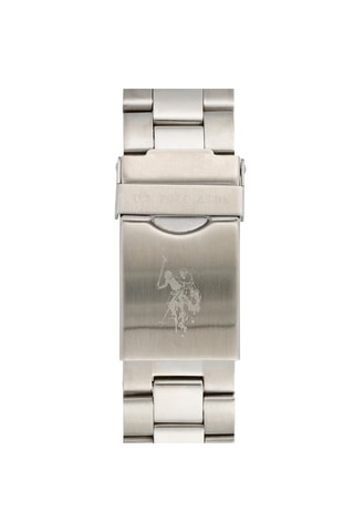 Relógio de quartzo em aço 
Prateado e preto