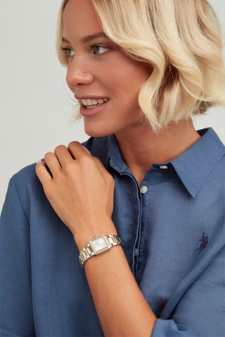 Relógio de quartzo banhado ouro amarelo