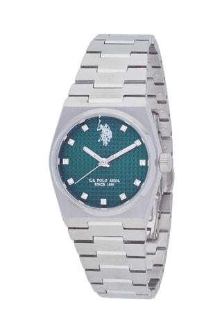 Relógio de quartzo em aço - Prateado e verde 