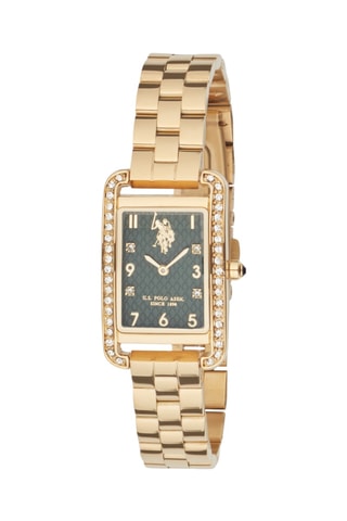 Relógio de quartzo em aço banhado a ouro amarelo - Dourado e verde