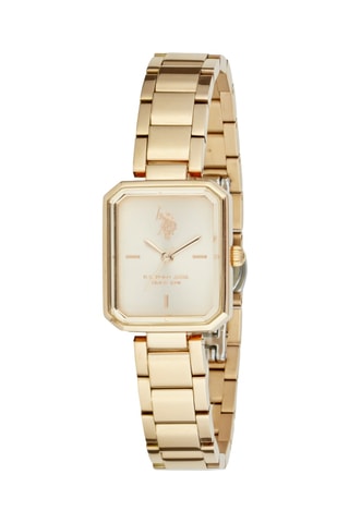 Relógio de quartzo em aço banhado a ouro amarelo - Dourado e bege