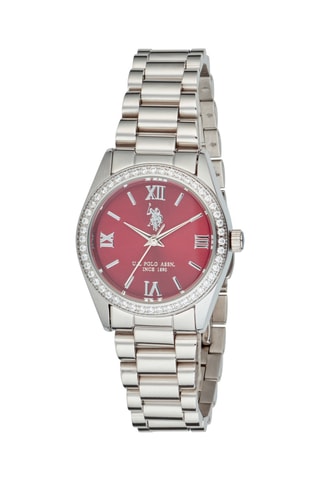 Relógio de quartzo em aço - Prateado e bordô