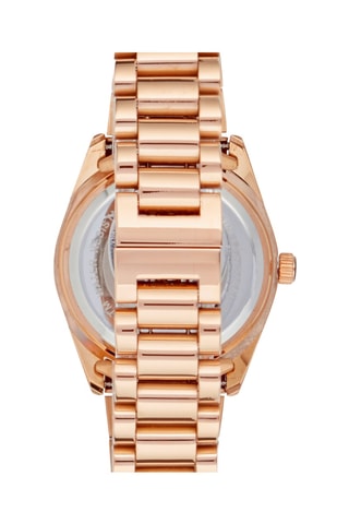 Relógio de quartzo em aço e banhado a ouro rosa - Prateado e bordô