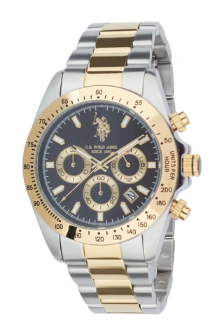 Relógio de quartzo em aço e banhado ião a ouro amarelo - Cronógrafo