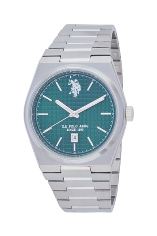 Relógio de quartzo em aço - Prateado e azul-pato