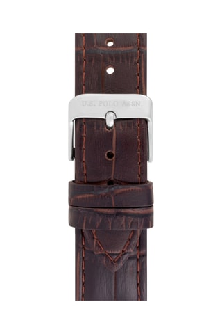 Relógio de quartzo em couro - Cronógrafo e taquímetro - Castanho-escuro e prateado