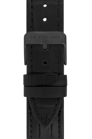 Relógio de quartzo em couro - Cronógrafo e taquímetro - Preto